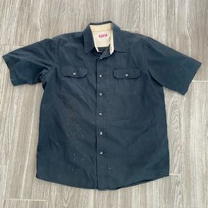 🔥3 for $5 Black Button Down Wrangler Short Sleeve Shirt With Pockets